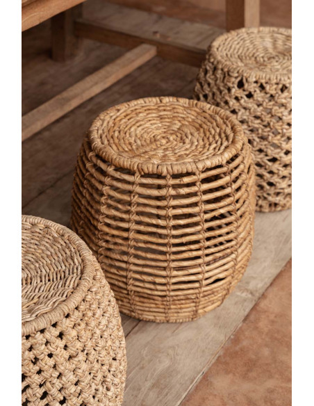Tabouret panier en feuilles de palmier naturelles 48x48x45 cm The Gustih