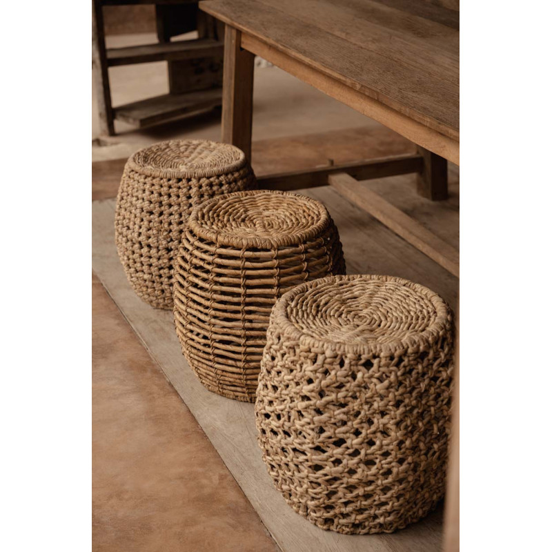Tabouret panier en feuilles de...