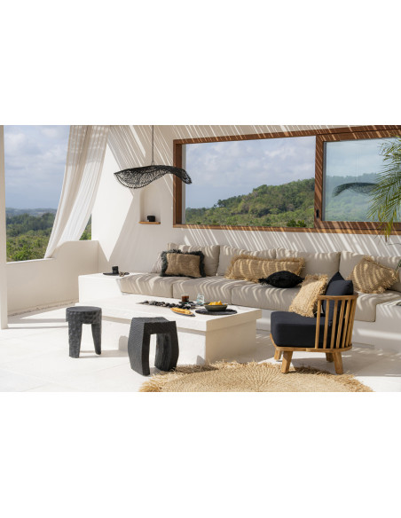 Tabouret d’appoint en bois de suar noir 38x38x47 cm The Montano