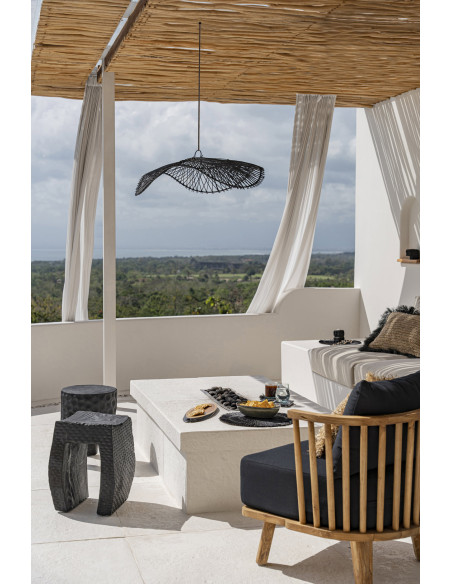 Tabouret d’appoint en bois de suar noir 38x38x47 cm The Montano