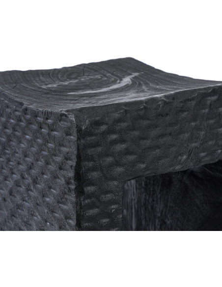 Tabouret d’appoint en bois de suar noir 38x38x47 cm The Montano