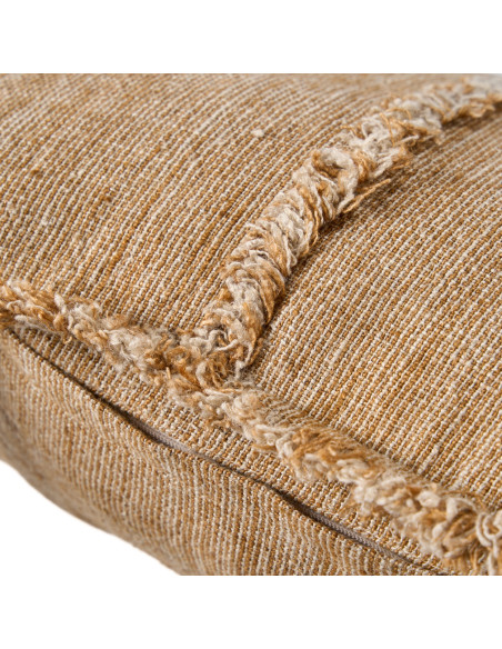 Housse de coussin en lin frangé brun naturel 50x50 cm The Sahara