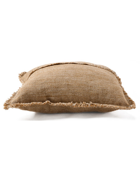 Housse de coussin en lin frangé brun naturel 50x50 cm The Sahara