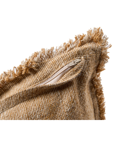 Housse de coussin en lin frangé brun naturel 50x50 cm The Sahara