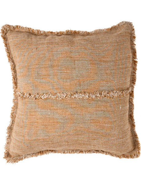 Housse de coussin en lin frangé brun naturel 50x50 cm The Sahara