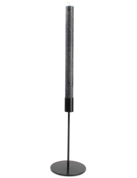 Bougeoir rond en métal noir 10x10x20 cm Pillar