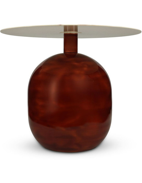 Table d’appoint ronde en fer rouge terracotta 50x50x40 cm Mio