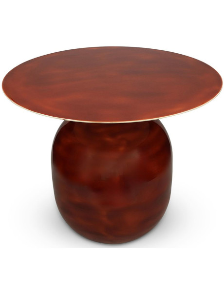 Table d’appoint ronde en fer rouge terracotta 50x50x40 cm...
