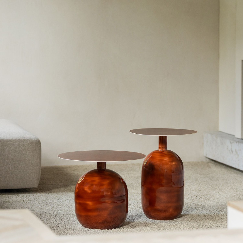 Table d’appoint ronde en fer rouge...