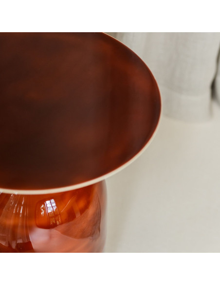 Table d’appoint ronde en fer rouge terracotta 50x50x40 cm Mio