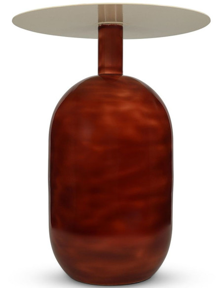 Table d’appoint ronde en fer rouge terracotta 50x50x52 cm Mio