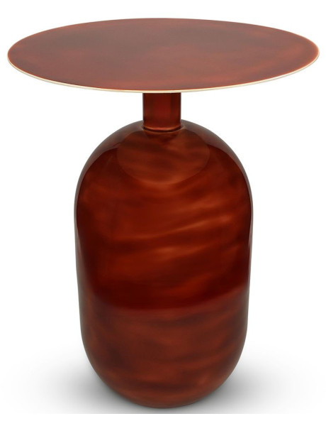 Table d’appoint ronde en fer rouge terracotta 50x50x52 cm...