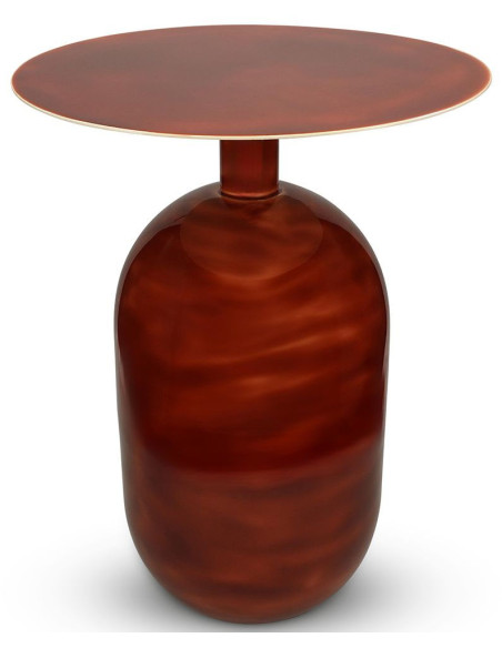 Table d’appoint ronde en fer rouge terracotta 50x50x52 cm Mio