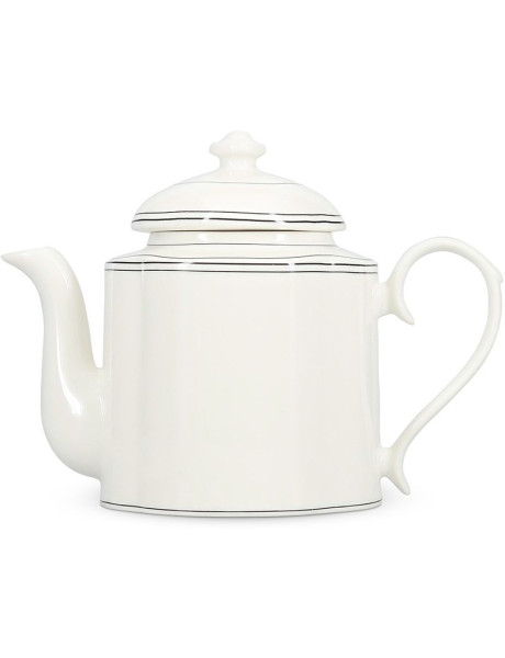 Théière en porcelaine blanche liseré noir 130 cl Odette