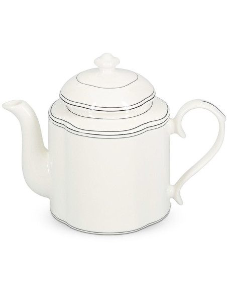 Théière en porcelaine blanche liseré noir 130 cl Odette