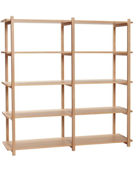 Étagère bibliothèque double en chêne naturel FSC 150x45x150 cm Panorama