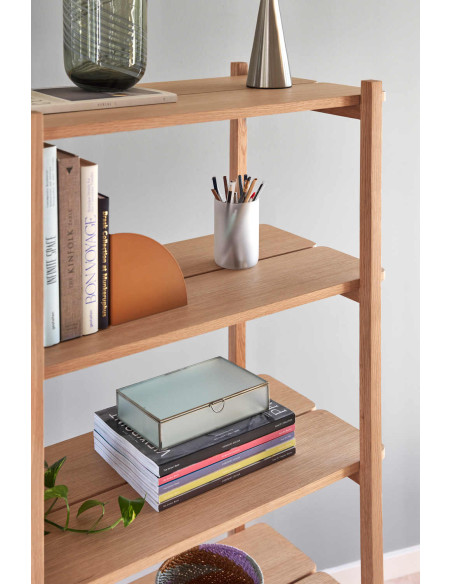 Étagère bibliothèque double en chêne naturel FSC 150x45x150 cm Panorama