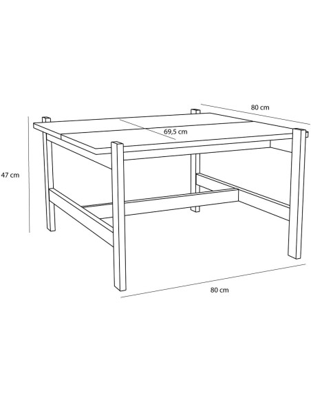 Table basse carrée chêne naturel FSC 80x80x47 cm Dash