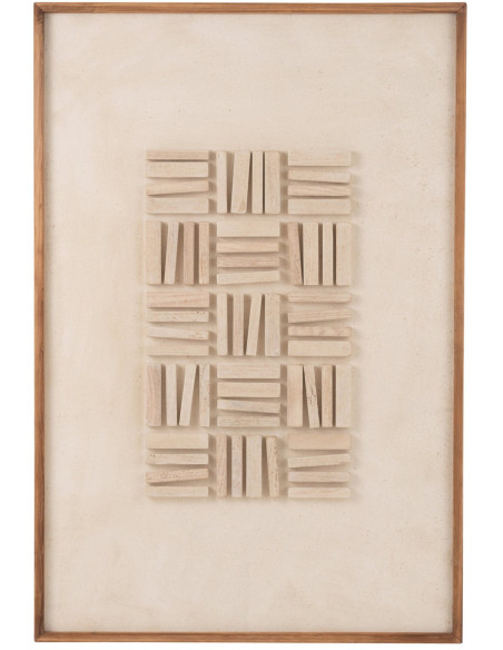 Tableau mural en relief bois de pin et toile blanc 82x4x122 cm John