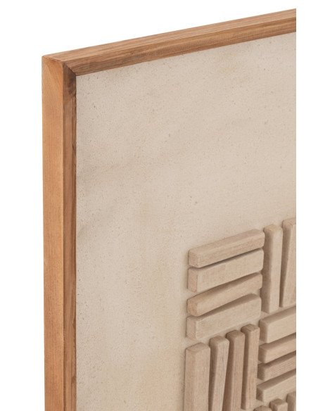 Tableau mural en relief bois de pin et toile blanc 82x4x122 cm John