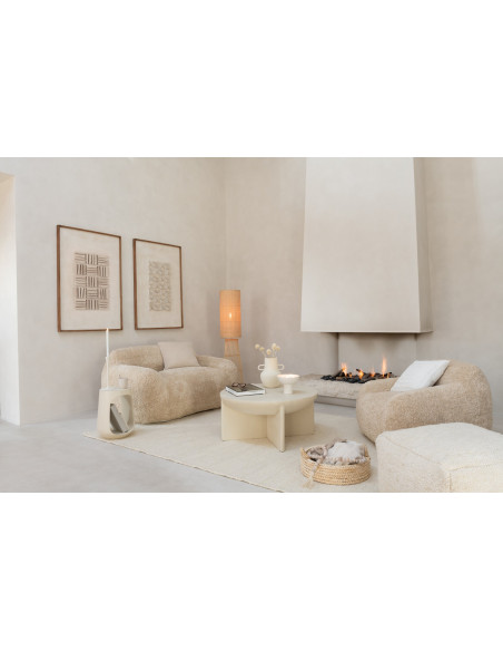 Tableau mural en relief bois de pin et toile blanc 82x4x122 cm John