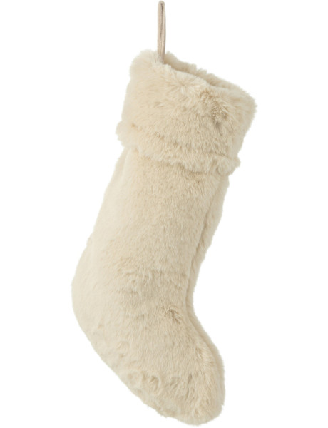 Chaussette de Noël à suspendre en polyester beige 28x5x50 cm Cutie J-Line - 1