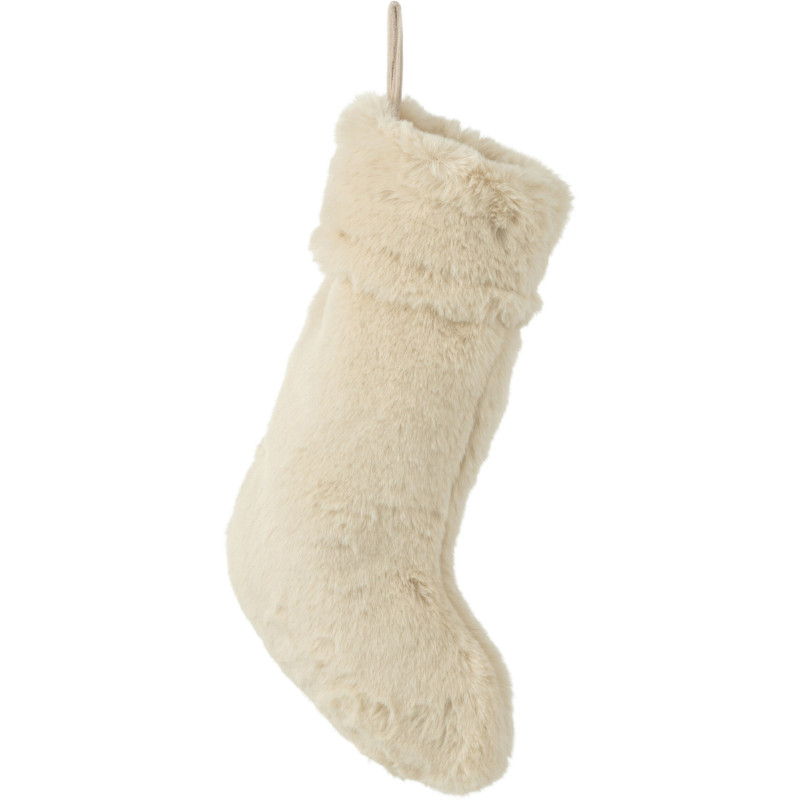 Chaussette de Noël à suspendre en polyester beige 28x5x50 cm Cutie J-Line - 1