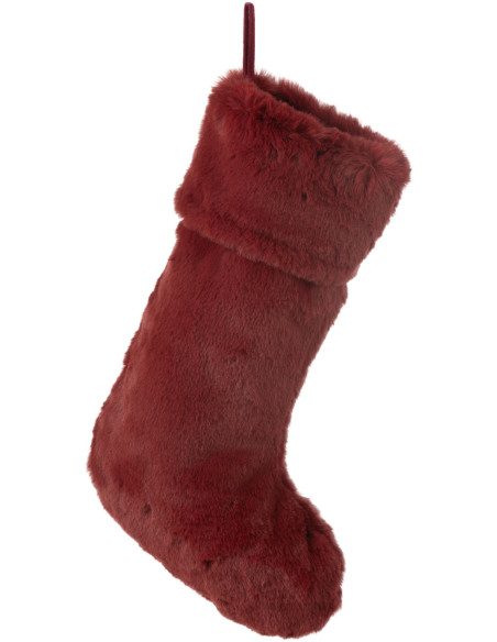 Chaussette de Noël à suspendre en polyester bordeaux 28x5x50 cm Cutie