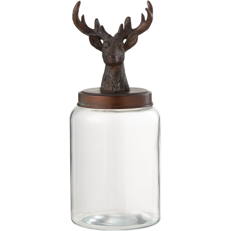 Bocal bonbonnière de Noël cerf en verre transparent et résine bronze 16x16x39,5 cm Élorenne J-Line - 2