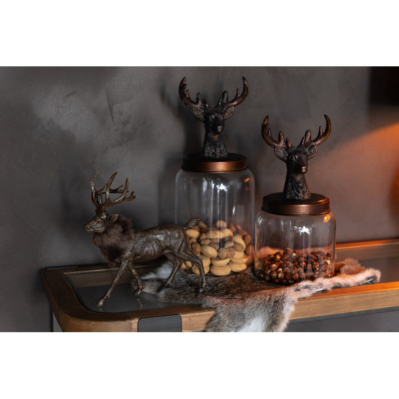 Bocal bonbonnière de Noël cerf en verre transparent et résine bronze 16x16x39,5 cm Élorenne J-Line - 4