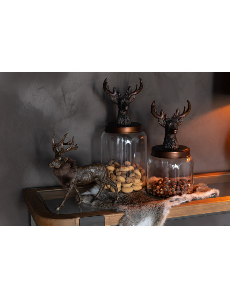Bocal bonbonnière de Noël cerf en verre transparent et résine bronze 16x16x39,5 cm Élorenne J-Line - 4