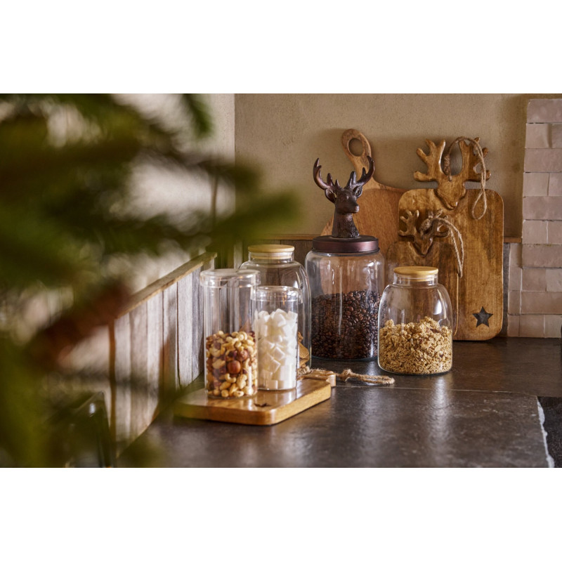 Bocal bonbonnière de Noël cerf en verre transparent et résine bronze 16x16x39,5 cm Élorenne J-Line - 5