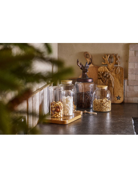 Bocal bonbonnière de Noël cerf en verre transparent et résine bronze 16x16x39,5 cm Élorenne J-Line - 5