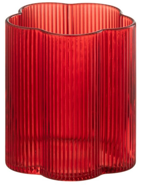 Verre à eau cannelé rouge en verre 7,2x7,2x8,2 cm Fiore