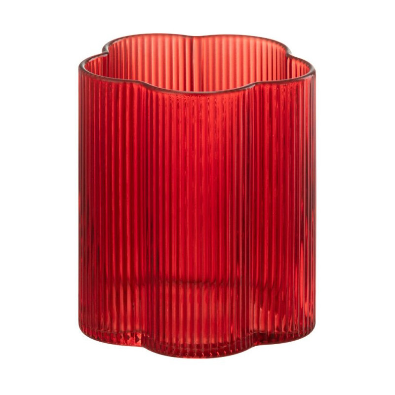 Verre à eau cannelé rouge en verre...