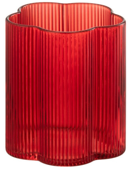 Verre à eau cannelé rouge en verre 7,2x7,2x8,2 cm Fiore