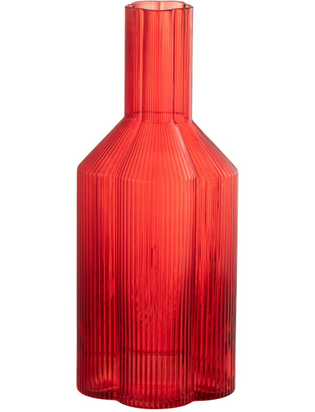Carafe à eau en verre rouge cannelé 11x11x27 cm Fiore