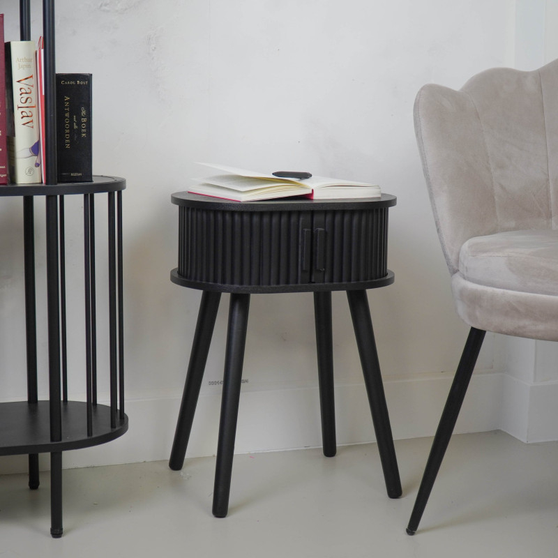 Table d’appoint ovale à rangement en...