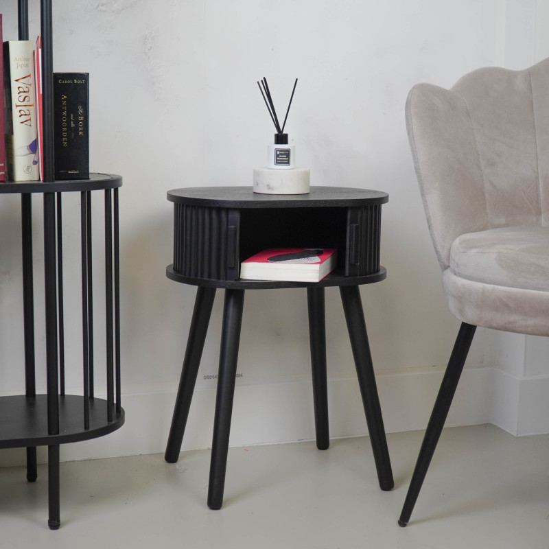 Table d’appoint ovale à rangement en...