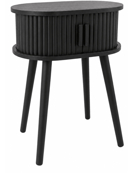 Table d’appoint ovale à rangement en MDF noir 40x30x53 cm...