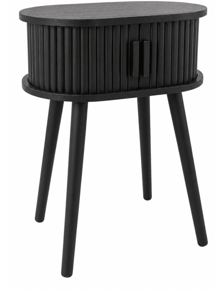 Table d’appoint ovale à rangement en MDF noir 40x30x53 cm Slat