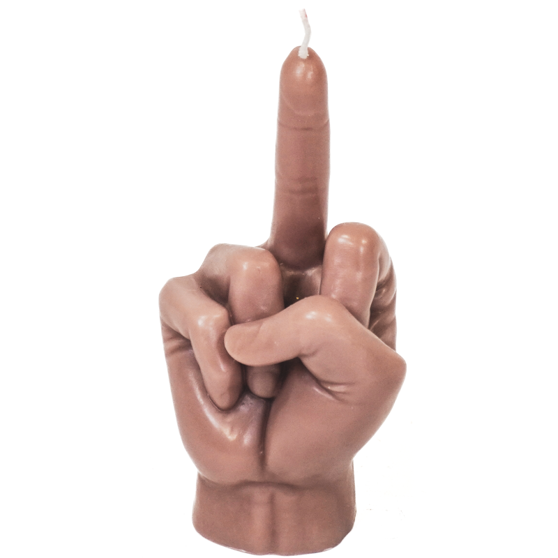 Bougie doigt d’honneur en cire taupe...