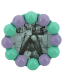 Cadre photo rond mural ou à poser en MDF lilas et menthe 14,5x14,5 cm Bubbles