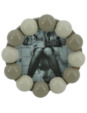 Cadre photo rond mural ou à poser en MDF sable et taupe 14,5x14,5 cm Bubbles