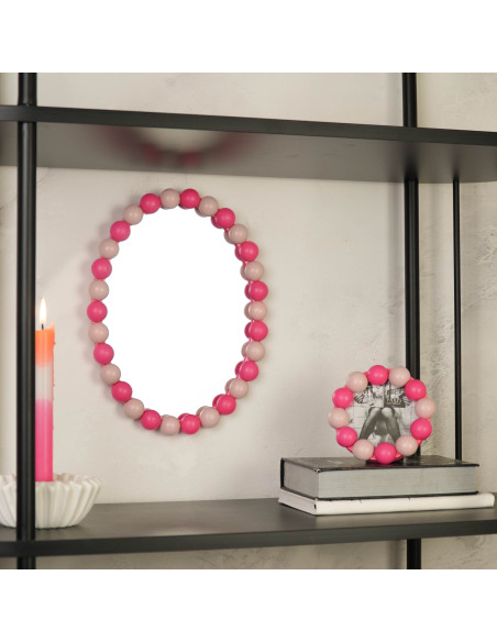 Cadre photo rond mural ou à poser en MDF rose clair et rose fluo 14,5x14,5 cm Bubbles