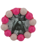 Cadre photo rond mural ou à poser en MDF rose clair et rose fluo 14,5x14,5 cm Bubbles