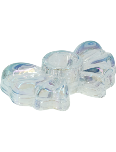 Bougeoir nœud en verre irisé 9,5x6,5x2,5 cm Bow