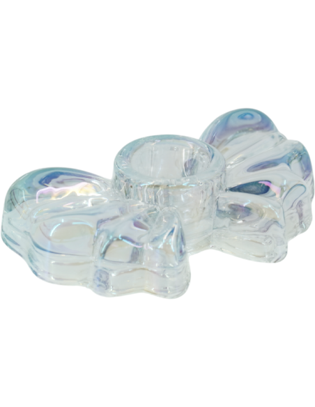 Bougeoir nœud en verre irisé 9,5x6,5x2,5 cm Bow