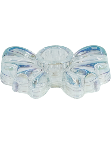 Bougeoir nœud en verre irisé 9,5x6,5x2,5 cm Bow