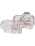 Bougeoir nœud en verre rose 9,5x6,5x2,5 cm Bow